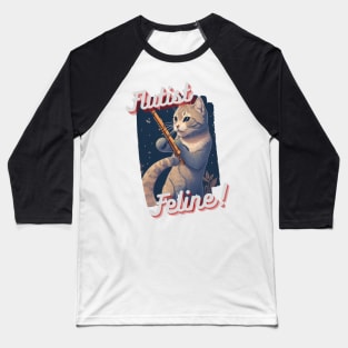 Flutist Cat: "Flutist Feline" Baseball T-Shirt